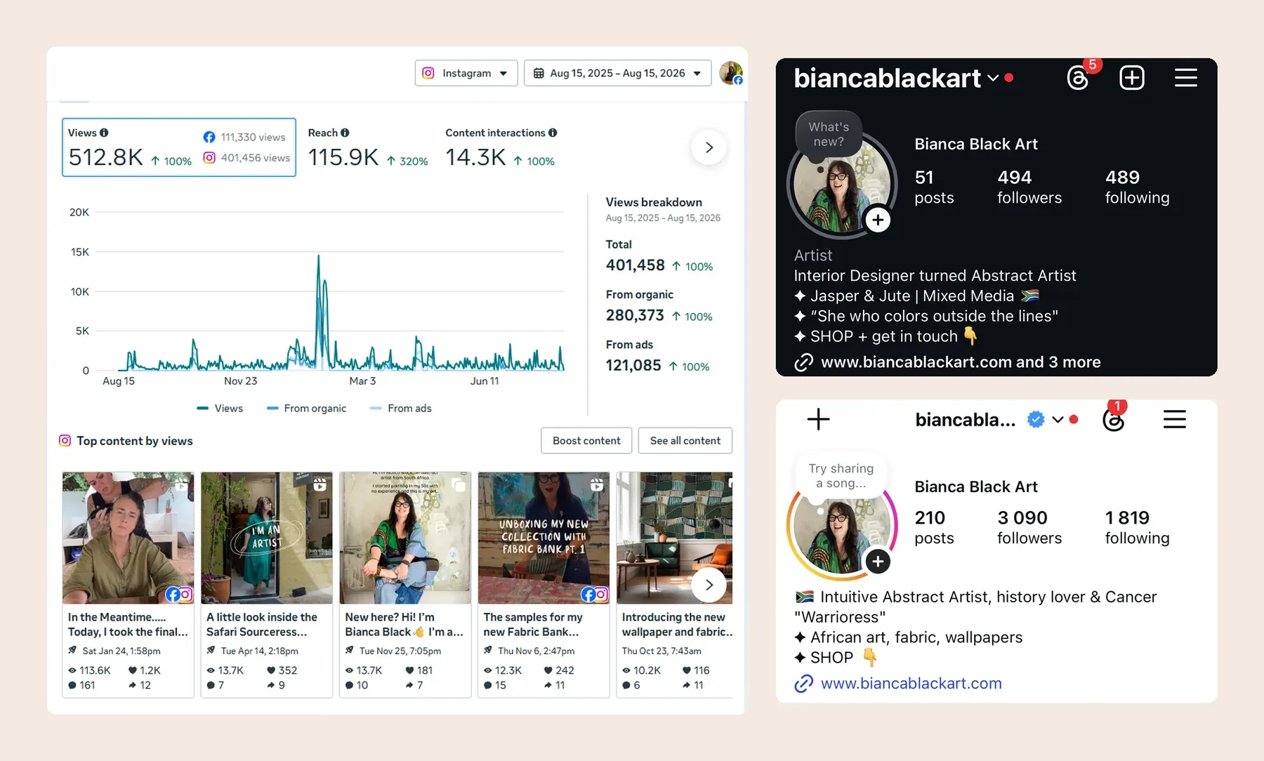 Bianca Black Art Instagram insights
